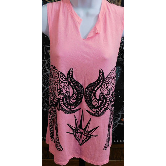 Wound Up Bohemian Sparkly Black And Pink Elephant Top