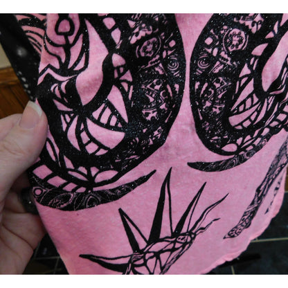 Wound Up Bohemian Sparkly Black And Pink Elephant Top