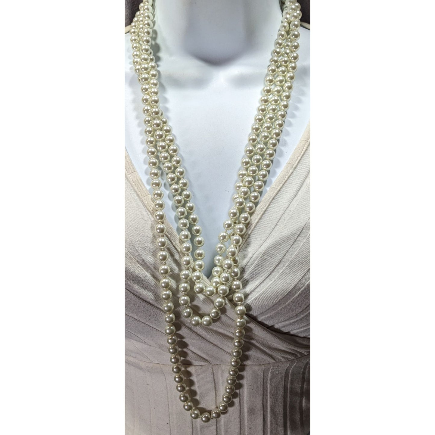 Elegant Glam Extra Long Glass Pearl Beaded Necklace