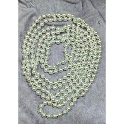 Elegant Glam Extra Long Glass Pearl Beaded Necklace