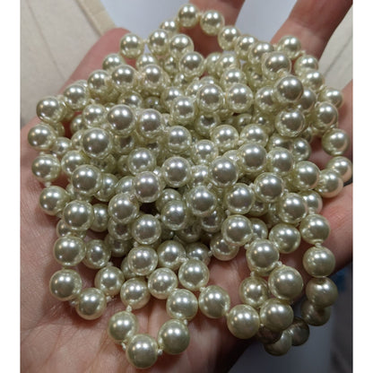 Elegant Glam Extra Long Glass Pearl Beaded Necklace