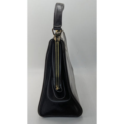 Vintage 50s/60s Black & Taupe Mod Handbag Retro Twist Clasp 10x6.5x3.5 Inches 5-Inch Handle Drop