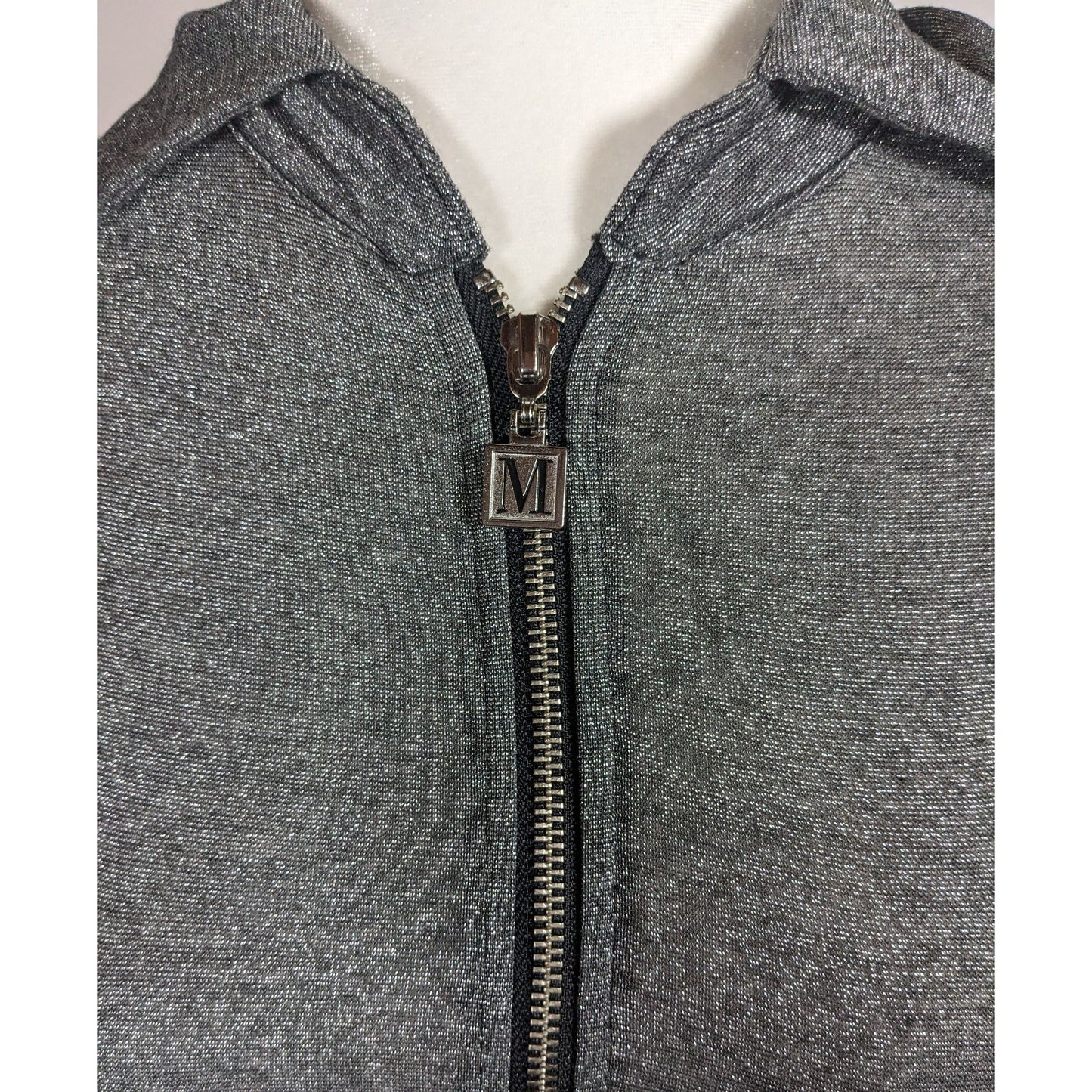 Motherputter Metallic Black And Silver Mesh Sleeve Golf Shirt