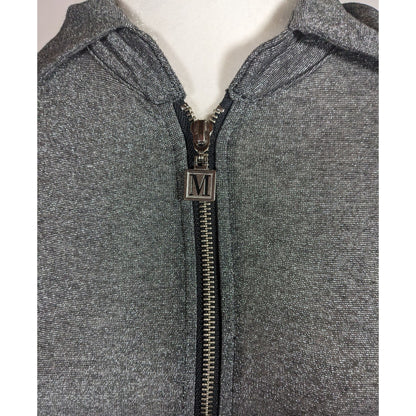 Motherputter Metallic Black And Silver Mesh Sleeve Golf Shirt