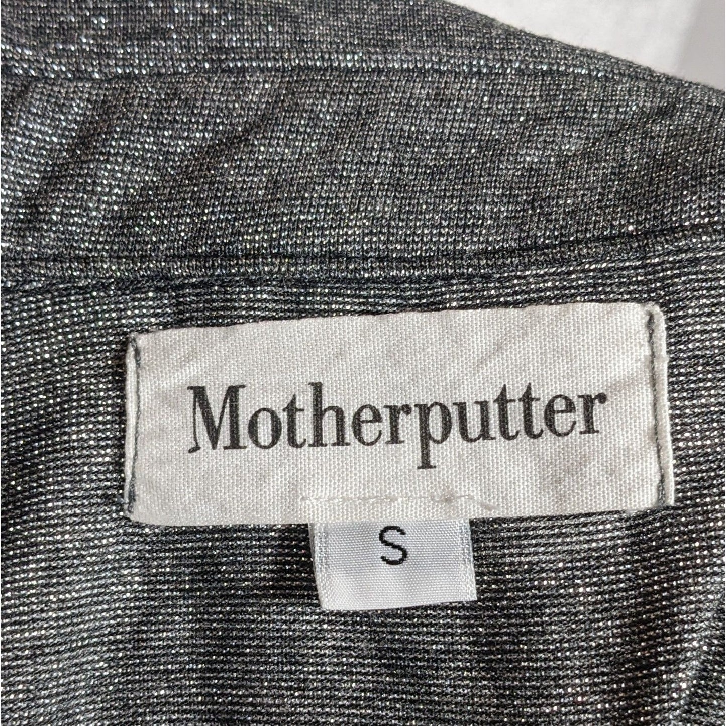 Motherputter Metallic Black And Silver Mesh Sleeve Golf Shirt