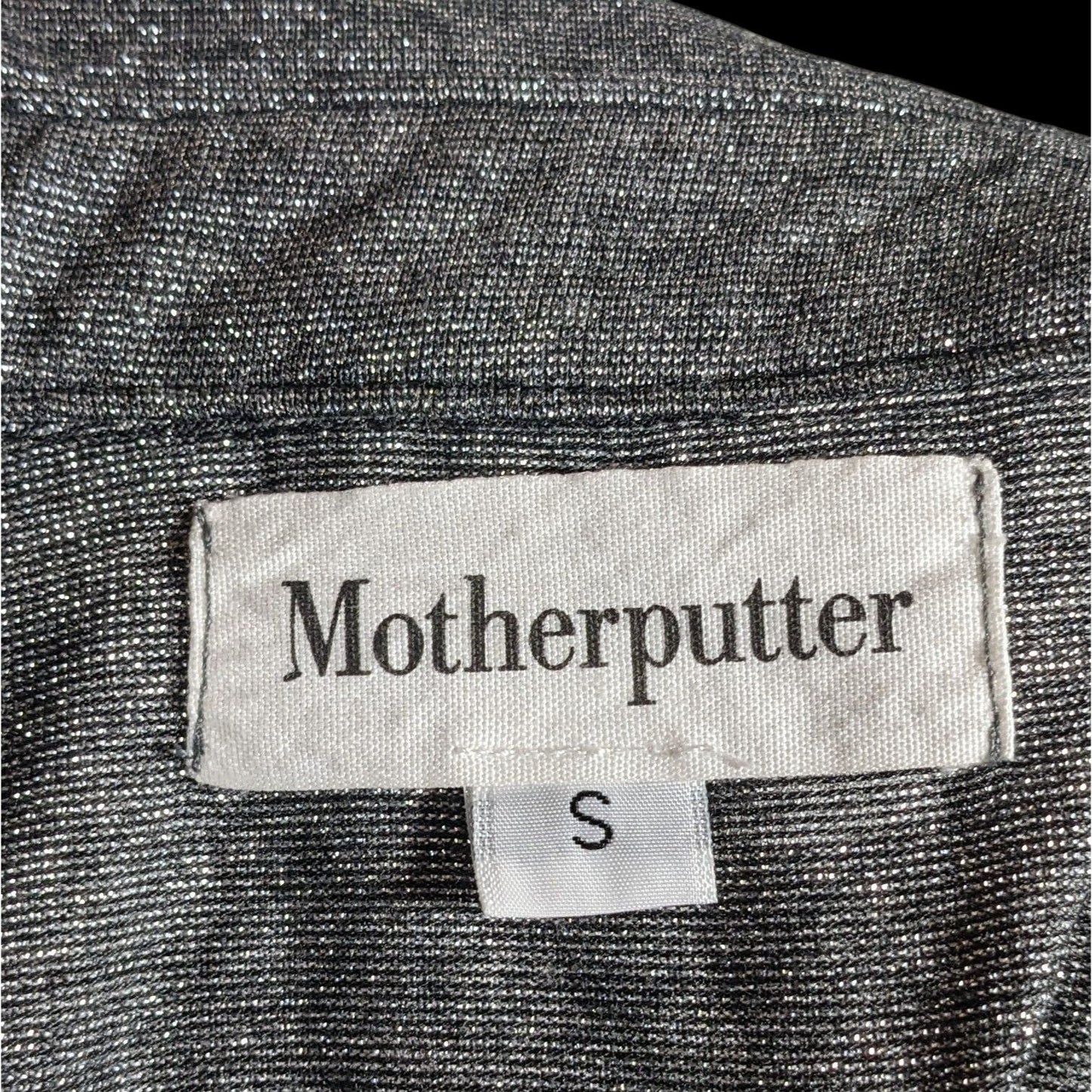 Motherputter Metallic Black And Silver Mesh Sleeve Golf Shirt