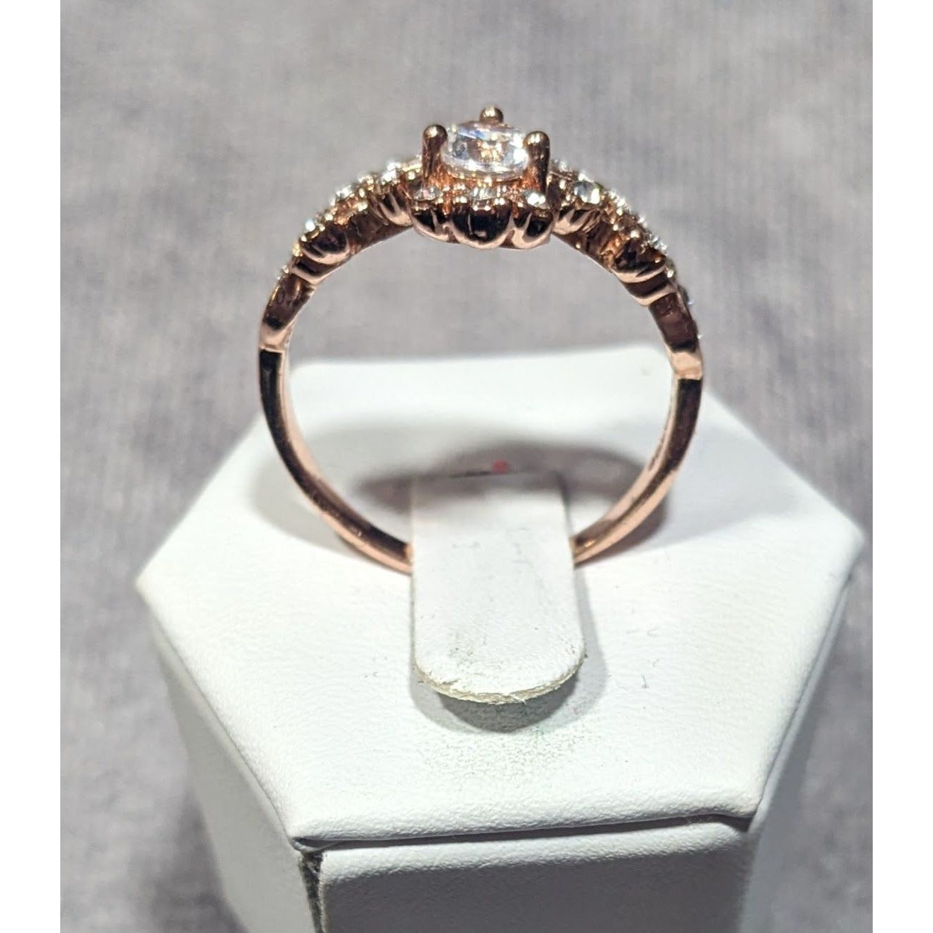 Elegant Fantasy 18K Rose Gold Plated Crown Ring With Brilliant Stones