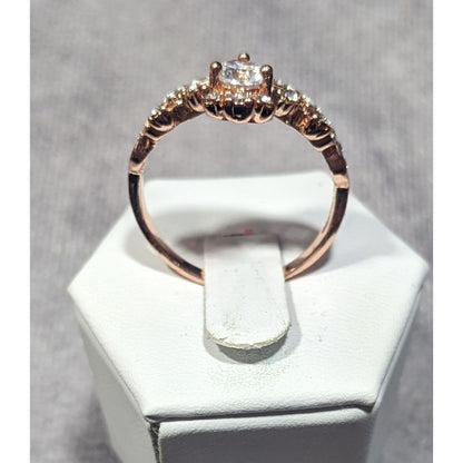 Elegant Fantasy 18K Rose Gold Plated Crown Ring With Brilliant Stones