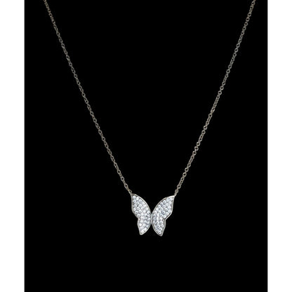 Y2K Glam Vintage Nadri Pavé Crystal Butterfly Necklace Silver Tone Sparkle Pendant