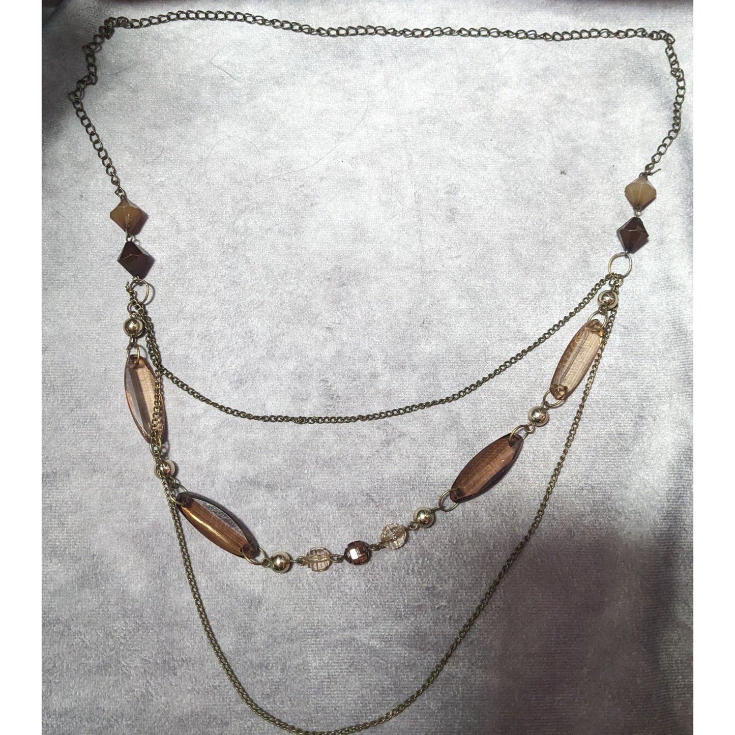 Retro Earth Tone Multilayer Gemmed Chain Necklace