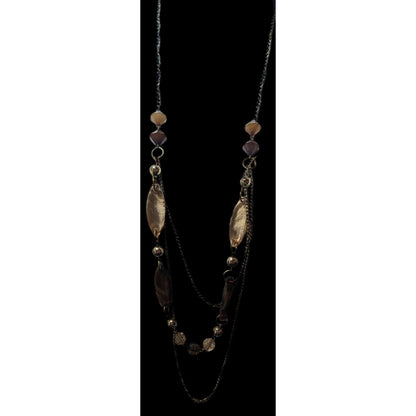 Retro Earth Tone Multilayer Gemmed Chain Necklace