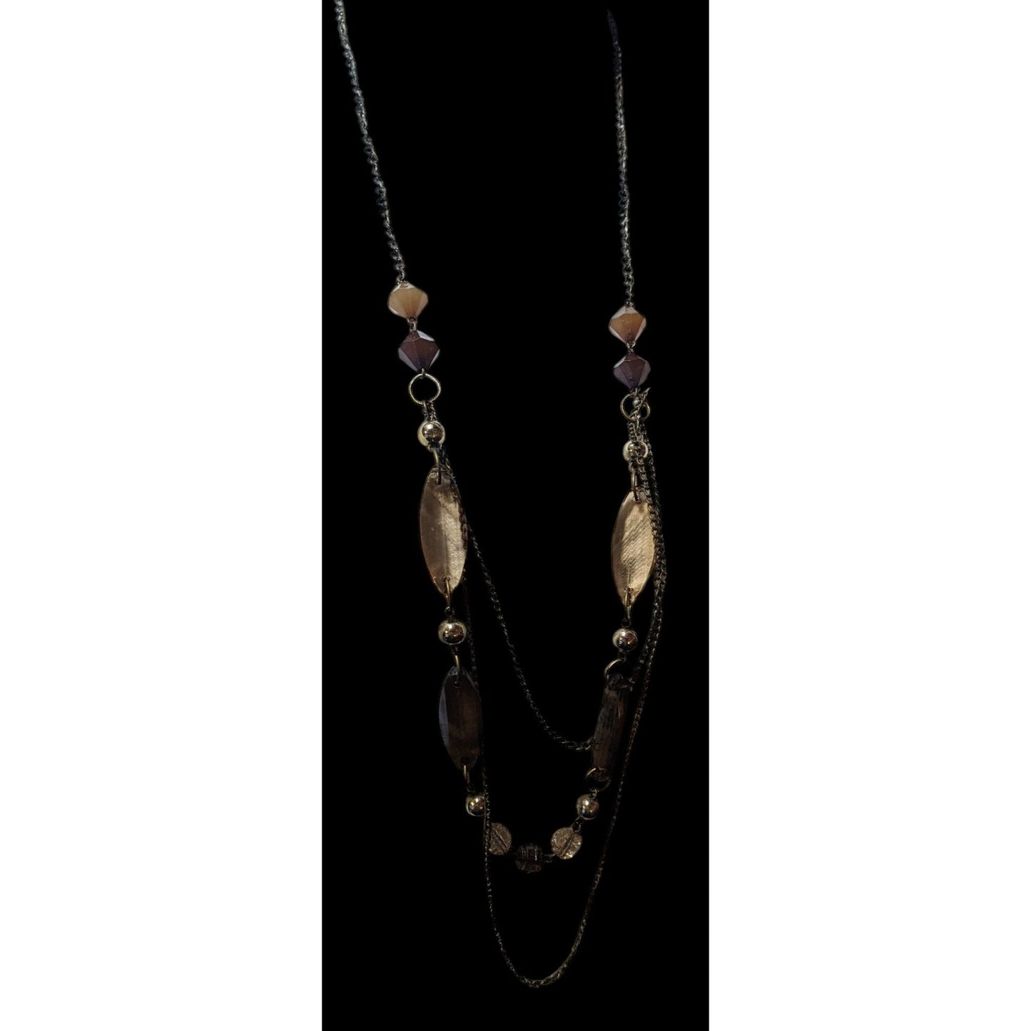 Retro Earth Tone Multilayer Gemmed Chain Necklace