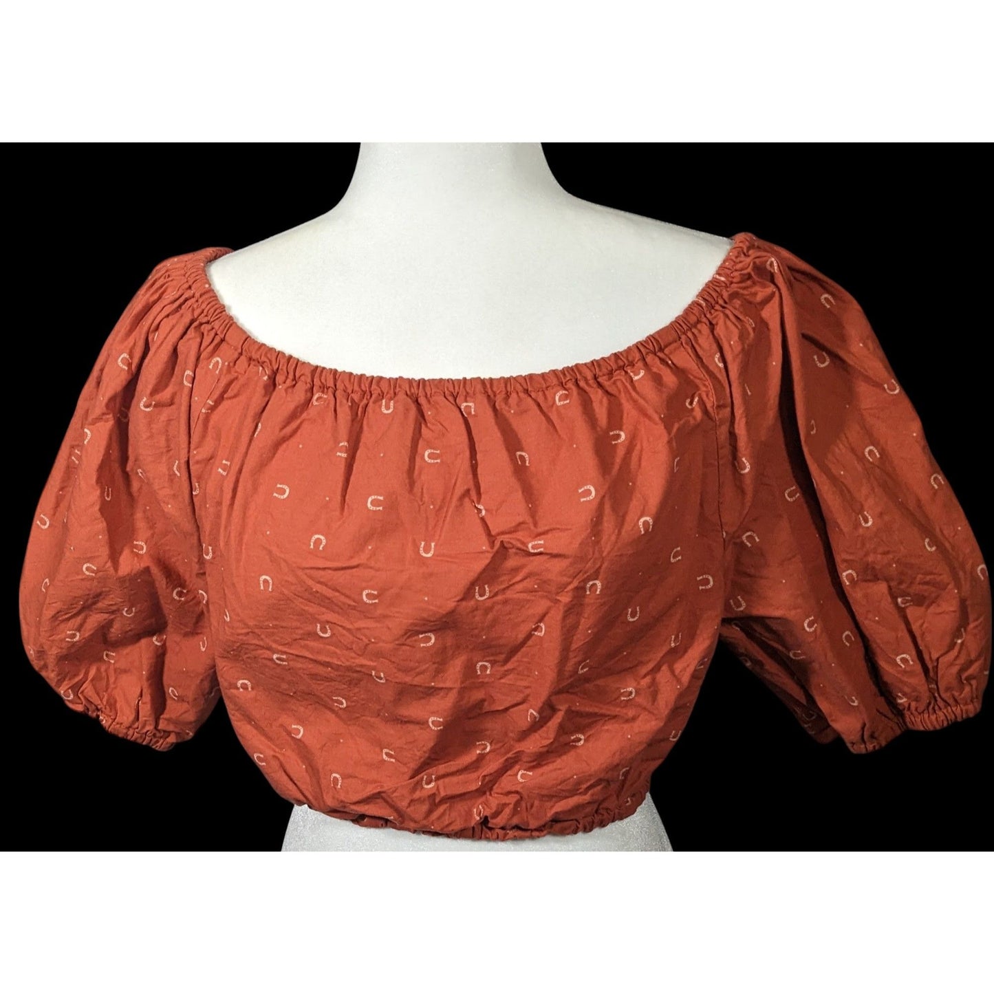 Giddy Up Goods Western Rust Horseshoe Crop Top Size Small