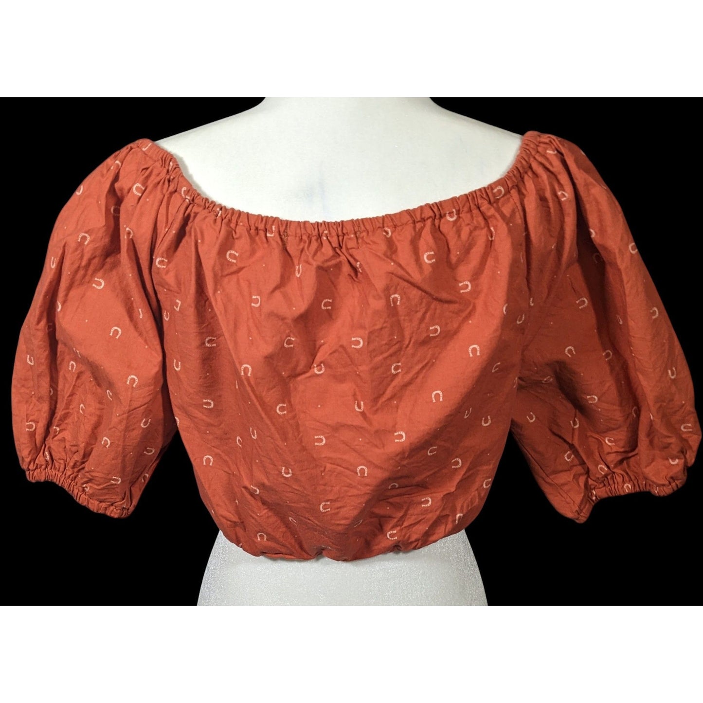 Giddy Up Goods Western Rust Horseshoe Crop Top Size Small