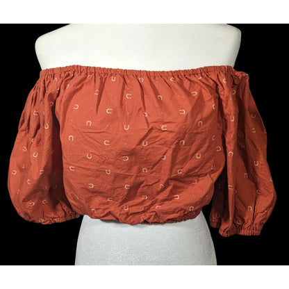 Giddy Up Goods Western Rust Horseshoe Crop Top Size Small