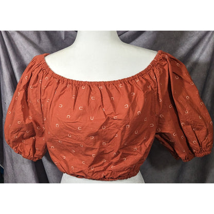 Giddy Up Goods Western Rust Horseshoe Crop Top Size Small