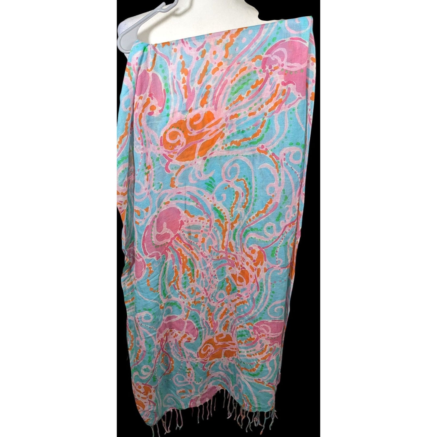 Lilly Pulitzer Jellies Pink Blue And Orange Jellyfish Scarf