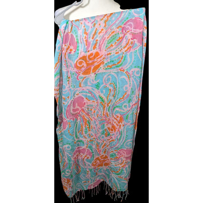 Lilly Pulitzer Jellies Pink Blue And Orange Jellyfish Scarf
