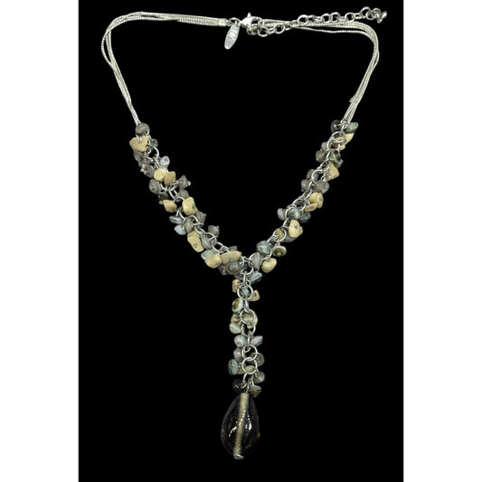 NY & Co Glass And Gem Chip Beaded Y Necklace