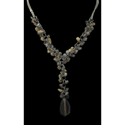 NY & Co Glass And Gem Chip Beaded Y Necklace