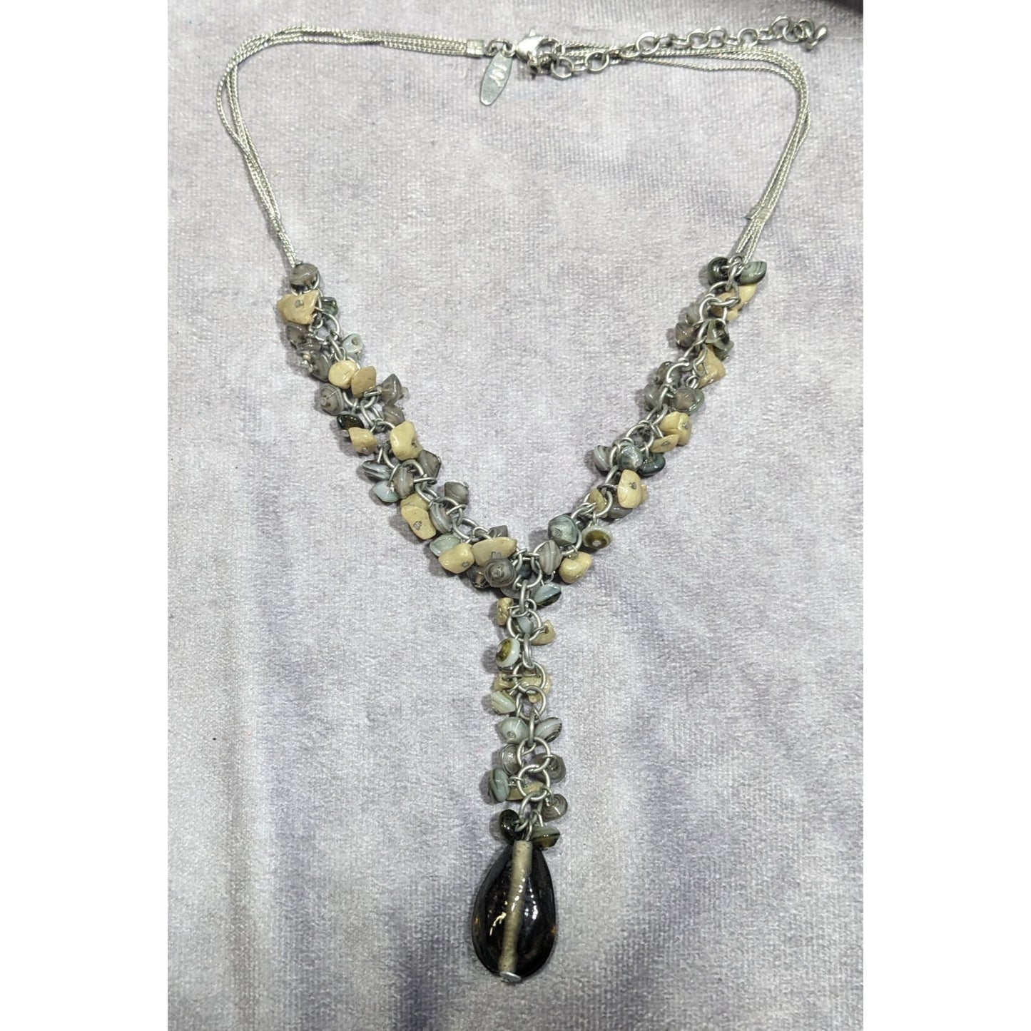 NY & Co Glass And Gem Chip Beaded Y Necklace
