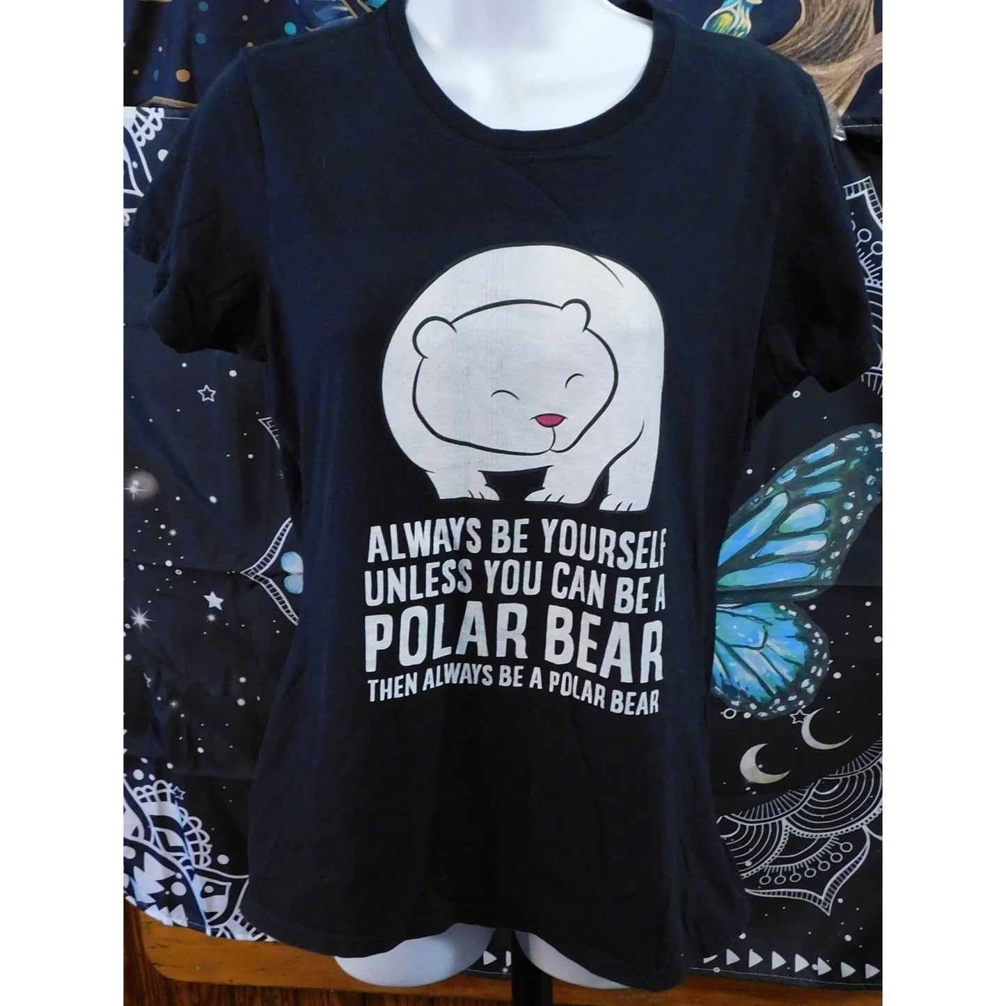 Forever 21 Funny Polar Bear Tee Black With White Print