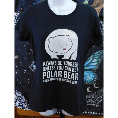 Forever 21 Funny Polar Bear Tee Black With White Print