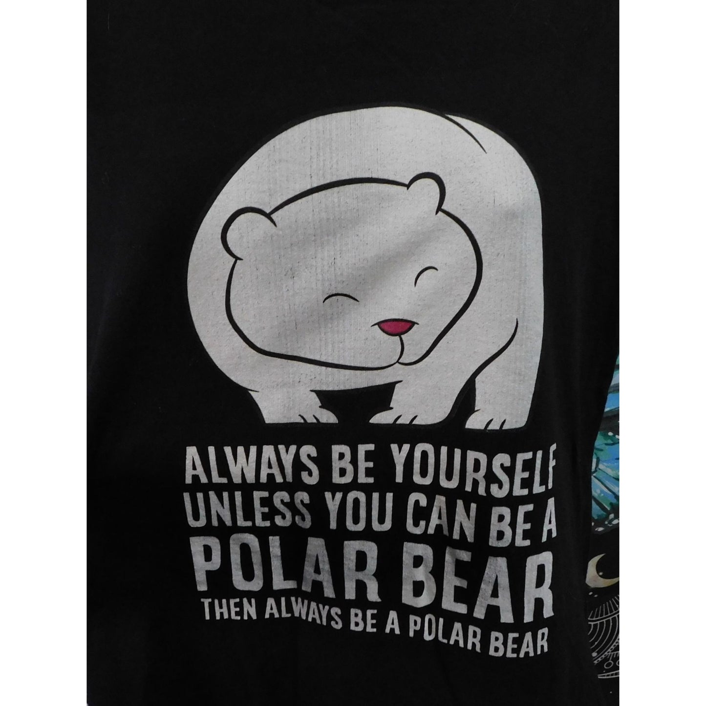 Forever 21 Funny Polar Bear Tee Black With White Print
