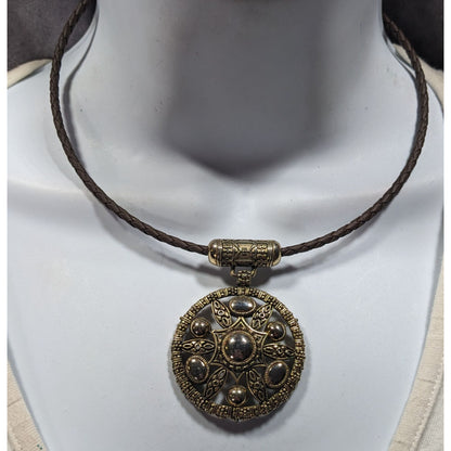Bohemian Medallion Gold Tone Pendant Necklace