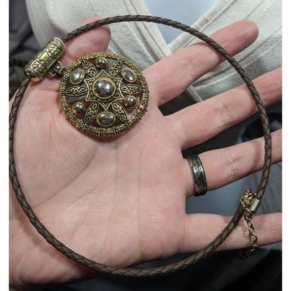 Bohemian Medallion Gold Tone Pendant Necklace