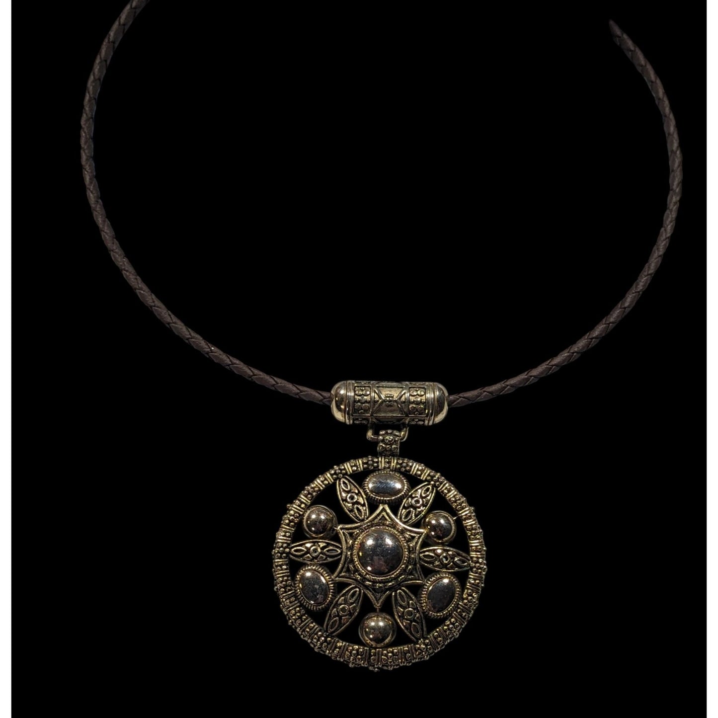 Bohemian Medallion Gold Tone Pendant Necklace