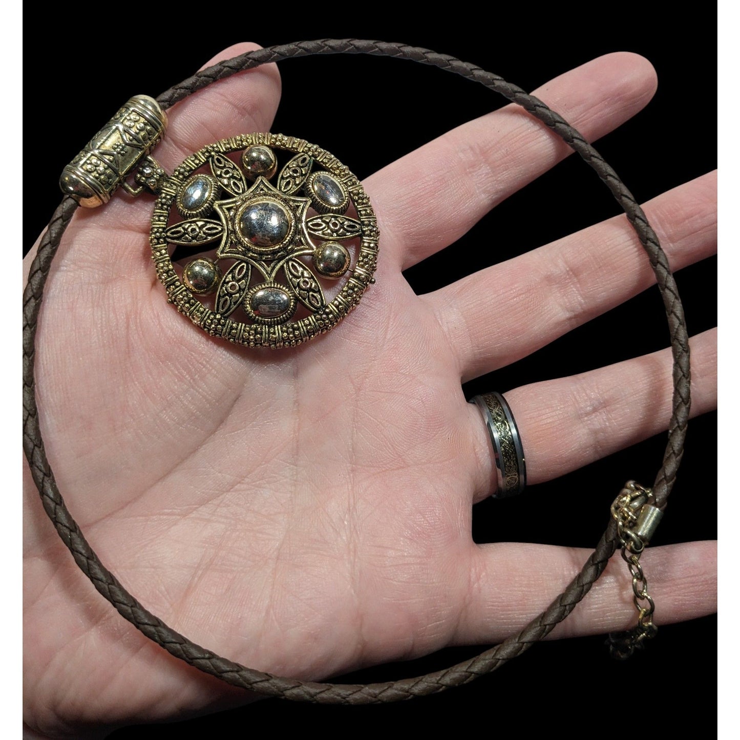 Bohemian Medallion Gold Tone Pendant Necklace