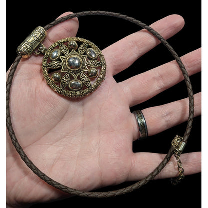Bohemian Medallion Gold Tone Pendant Necklace