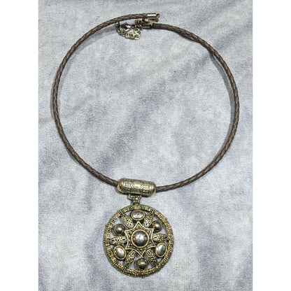 Bohemian Medallion Gold Tone Pendant Necklace