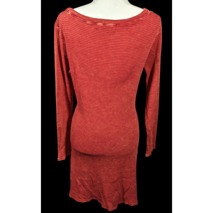 Able Bohemian Textured Knit Thermal Dress With Embroidered Floral Applique Accents