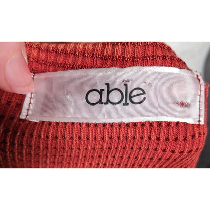 Able Bohemian Textured Knit Thermal Dress With Embroidered Floral Applique Accents