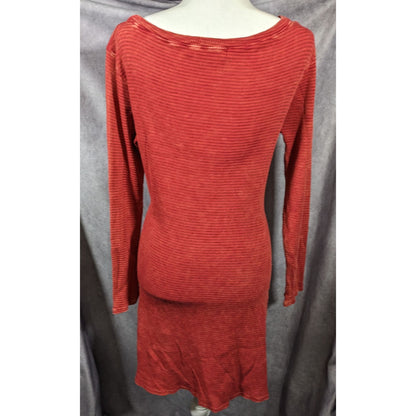 Able Bohemian Textured Knit Thermal Dress With Embroidered Floral Applique Accents