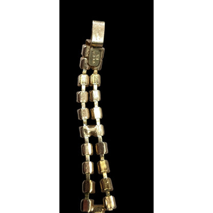 Vintage 50s Weiss NY Yellow Floral Rhinestone Bracelet