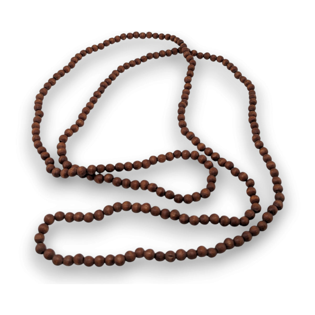 Boho Hippie Brown Wood Beaded Long Necklace 32 Inch Natural Earthy Minimalist