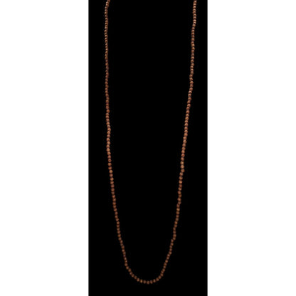 Boho Hippie Brown Wood Beaded Long Necklace 32 Inch Natural Earthy Minimalist