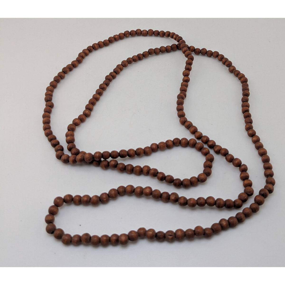 Boho Hippie Brown Wood Beaded Long Necklace 32 Inch Natural Earthy Minimalist