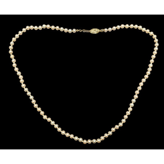 Vintage Champagne Faux Peal Hand Knotted Necklace