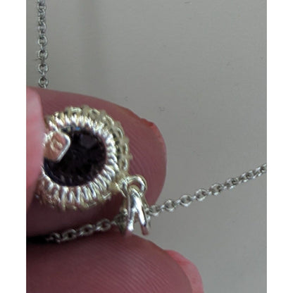 Romantic Glam Halo Blue Crystal Rhinestone Pendant Necklace Silver Tone