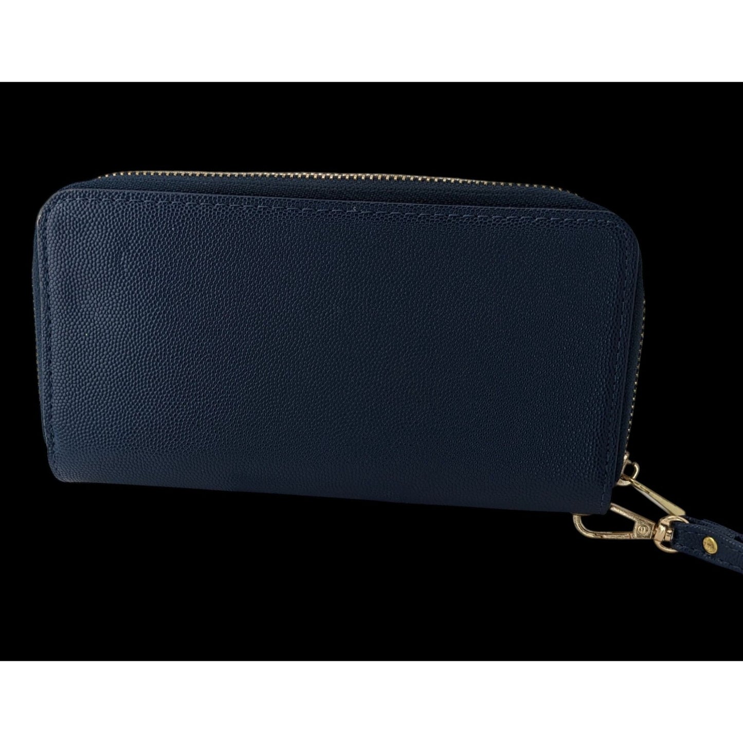 Cicelle Navy Blue Floral Rhinestone Studded Wallet With Wrist Strap