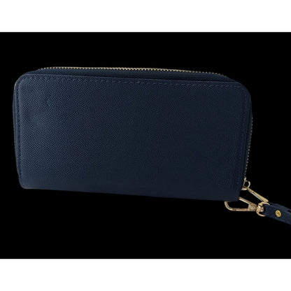 Cicelle Navy Blue Floral Rhinestone Studded Wallet With Wrist Strap
