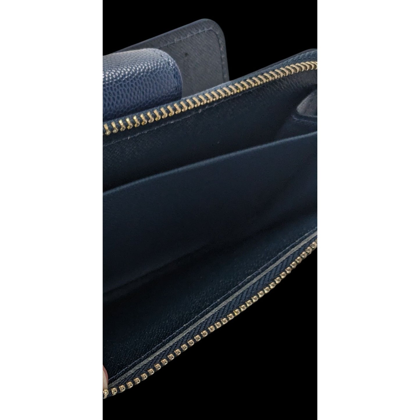 Cicelle Navy Blue Floral Rhinestone Studded Wallet With Wrist Strap