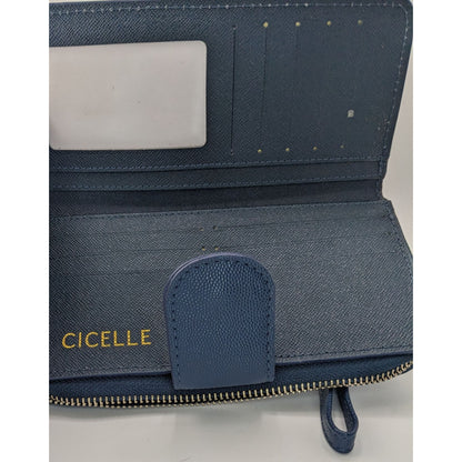 Cicelle Navy Blue Floral Rhinestone Studded Wallet With Wrist Strap