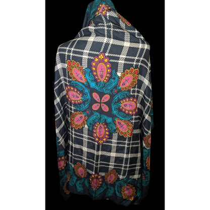 Vintage Diane Von Furstenberg Plaid And Paisley Scarf