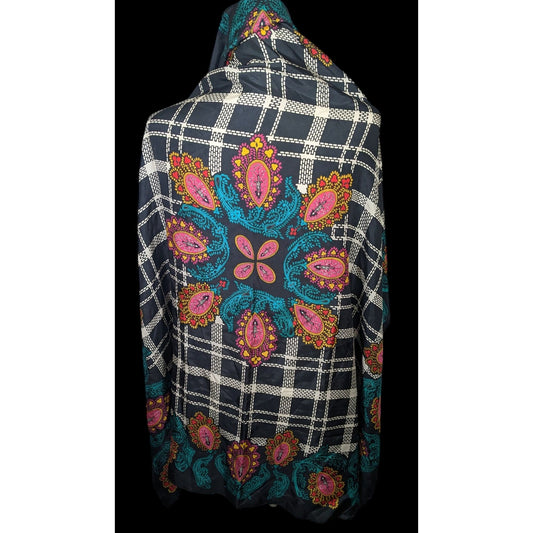 Vintage Diane Von Furstenberg Plaid And Paisley Scarf