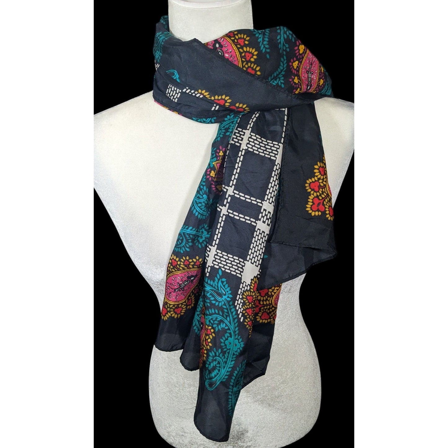 Vintage Diane Von Furstenberg Plaid And Paisley Scarf